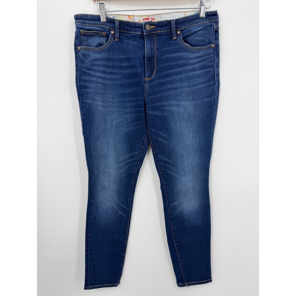 Johnny Was The Skinny Jean Women 30 Blue‎ Mid Rise Stretch Dark Wash Slim Fit